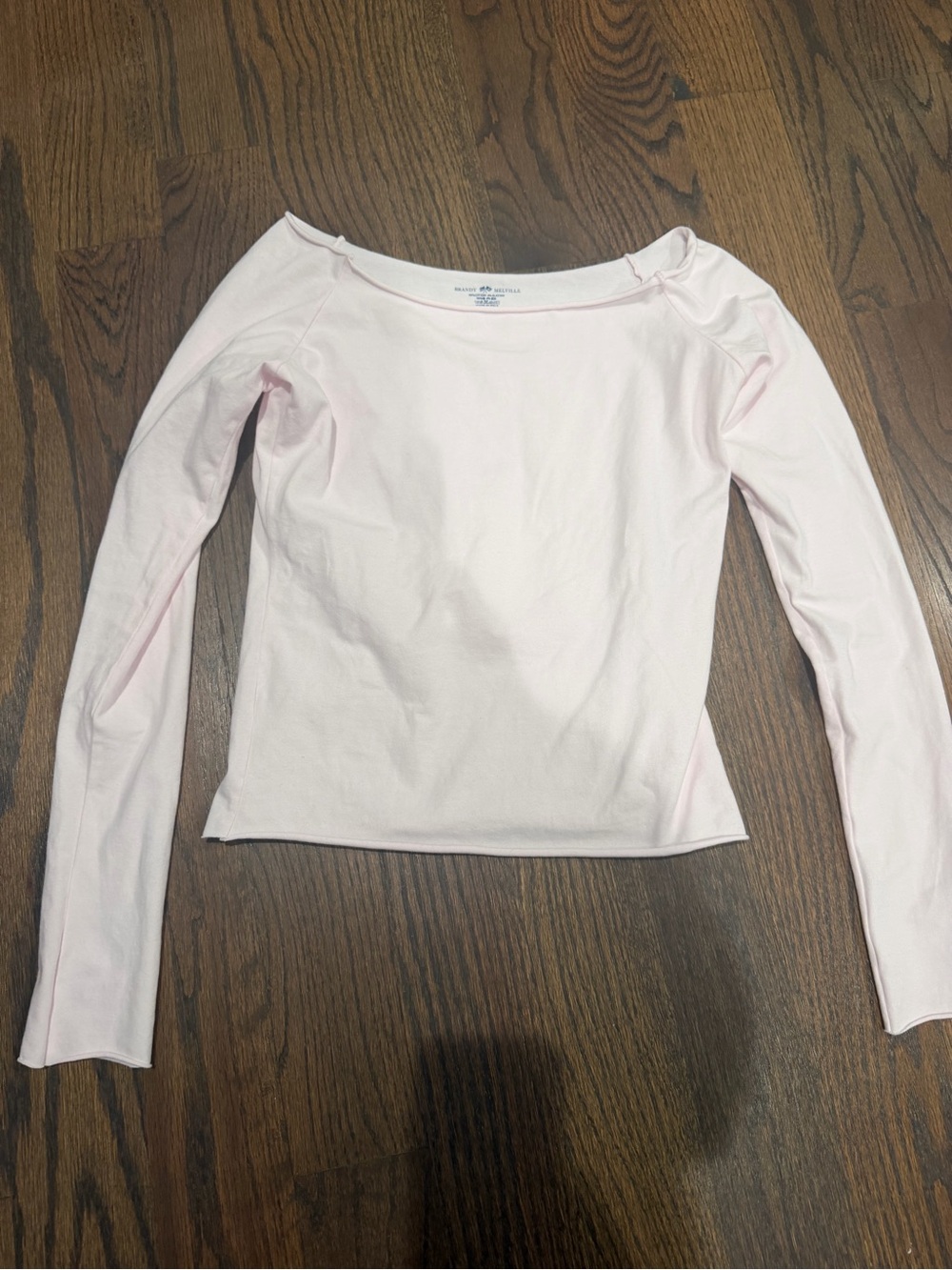 Brandy Melville New Baby Pink Long Sleeve Boatneck Top